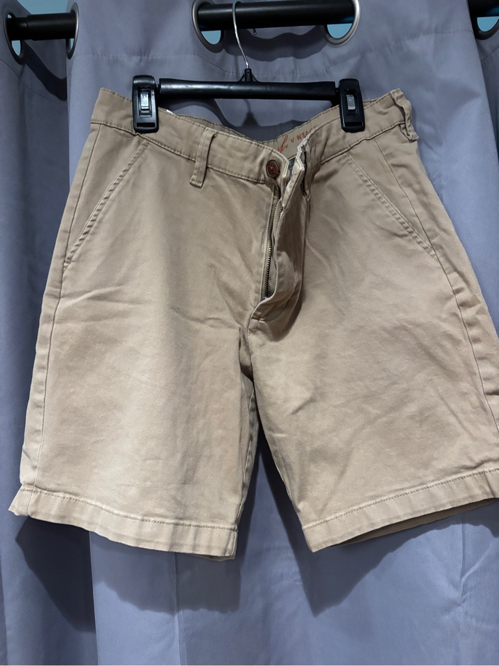 Men's Flat Front Cotton Shorts - Beige Chino Style